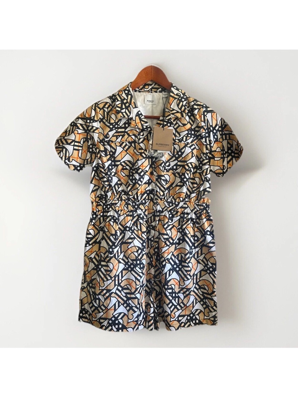 Burberry Girls Meredith Monogram Check Print Romper Playsuit Size 12Y $530